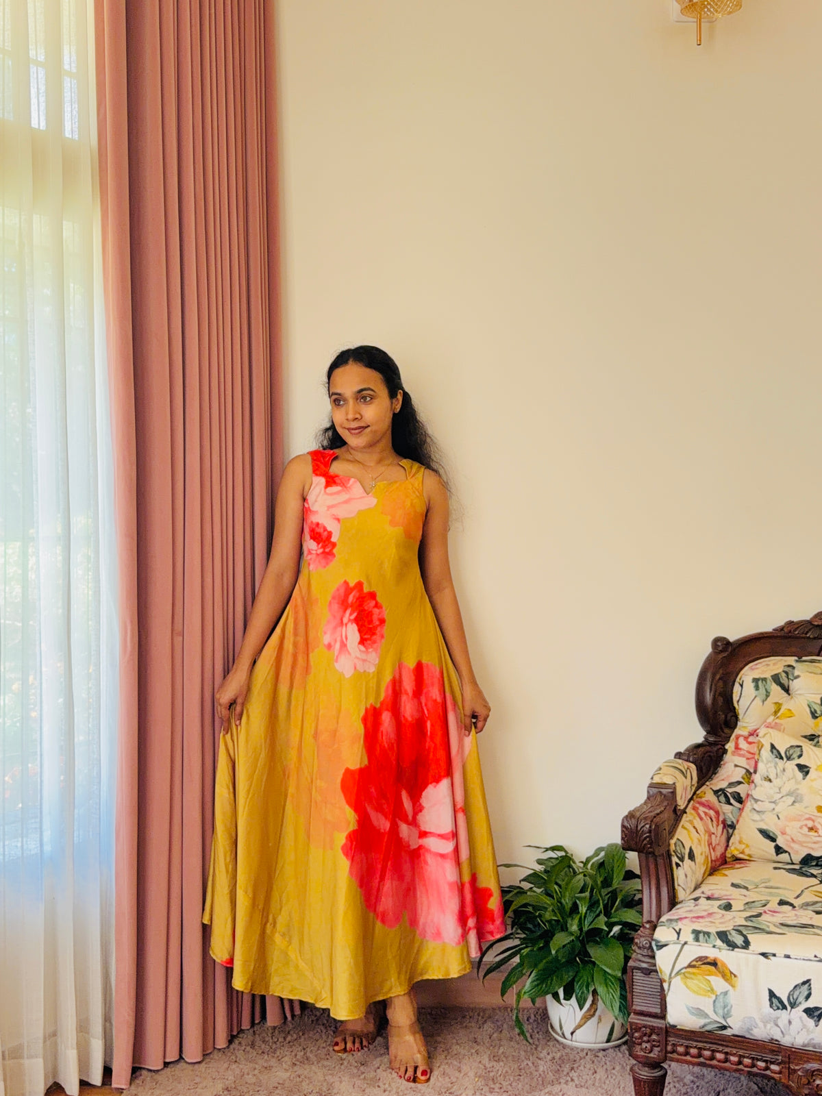 Yellow Modal Floral Dress