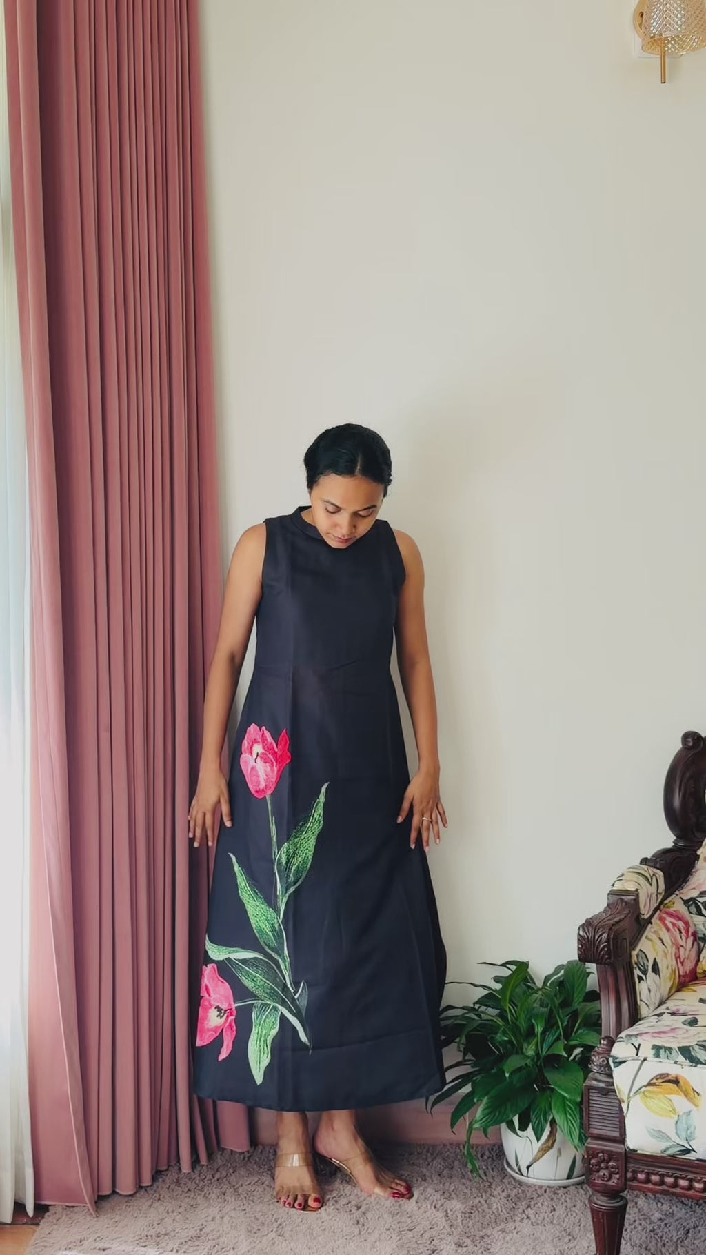 Pink Tulips in Black