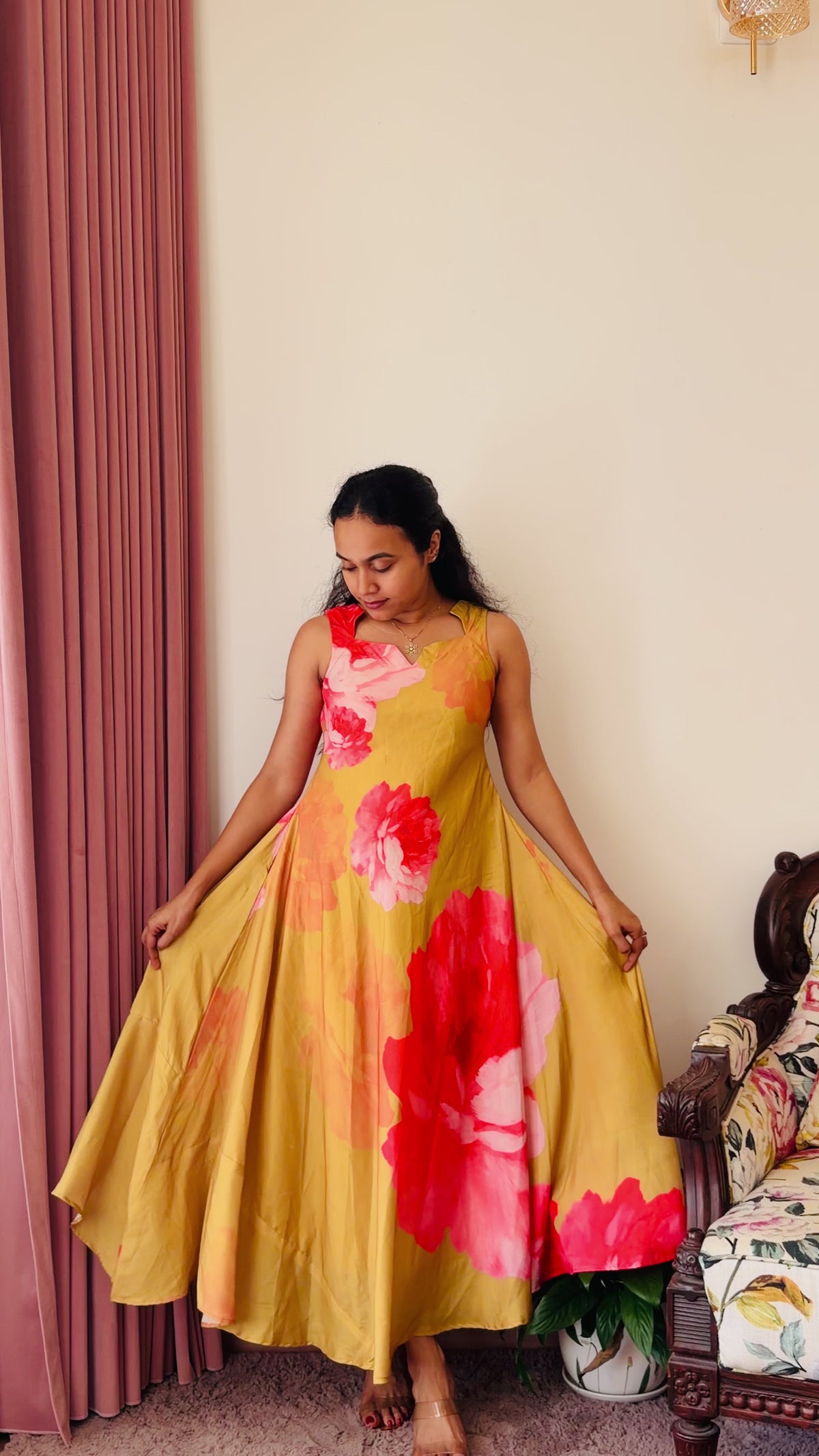 Yellow Modal Floral Dress